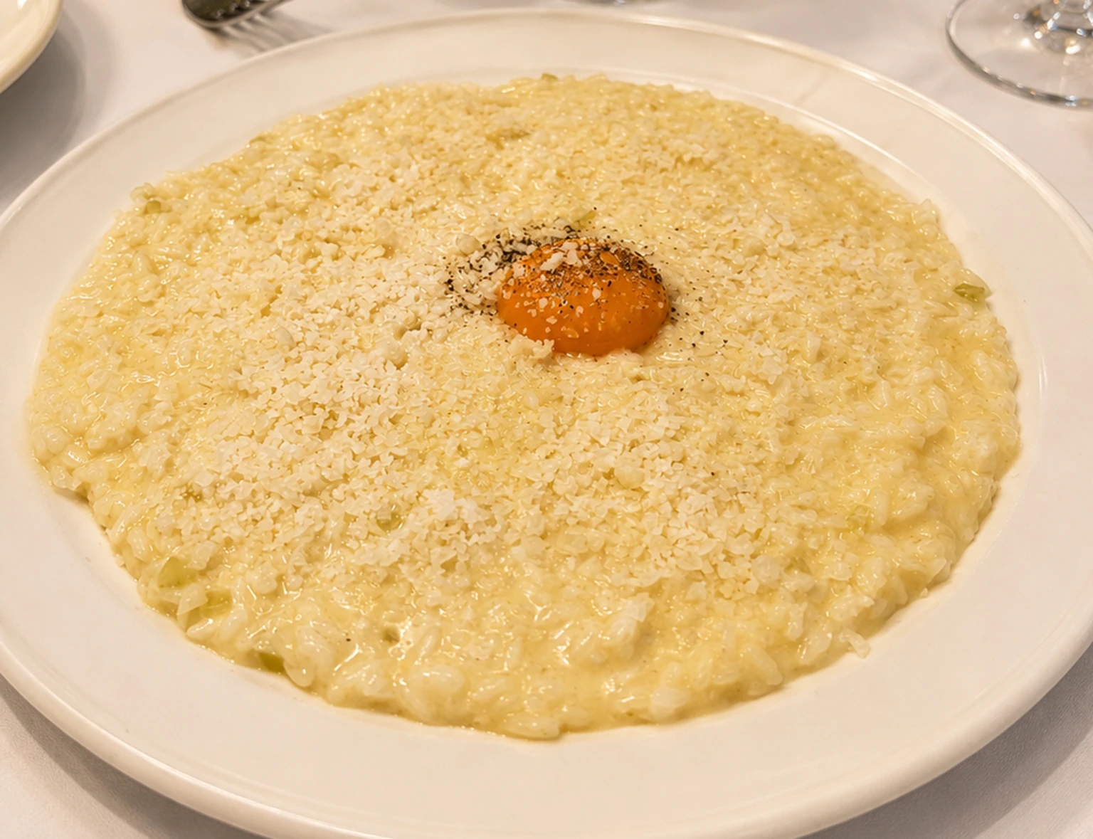 Risotto bianco with a golden egg yolk at Rosina